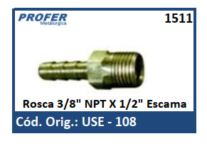 Rosca 3/8 NPT X 1/2 Escama